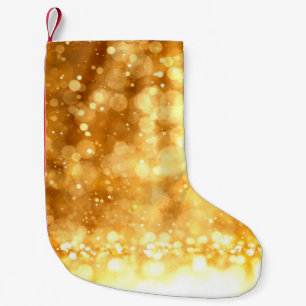 Beautiful luxury golden red glitter background. small christmas stocking