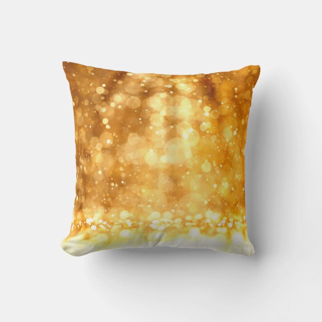 Beautiful luxury golden red glitter background. throw pillow (Front)