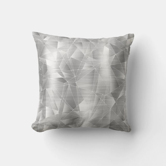 Beautiful Luxury Silver Geometrical Pattern Pillow (Front)