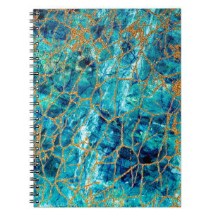 Beautiful luxury texture of blue marble with gold. notebook