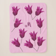 Beautiful M monogram pretty pink tulips floral