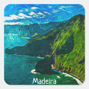 Beautiful Madeira Portugal Coastal View Square Sticker