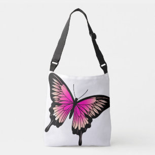 Beautiful Magenta Butterfly Cross Body Tote Bag