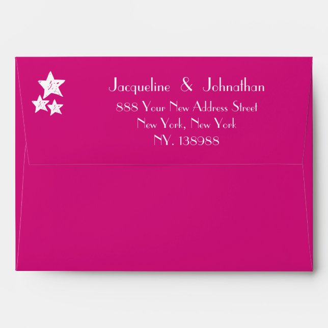  Beautiful magenta chic script wedding invitation  Envelope (Back (Top Flap))
