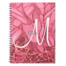 Beautiful Magenta Floral To Monogram Notebook