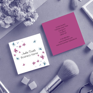 Beautiful Magenta Pink and Blue Butterfly  Square  Business Card