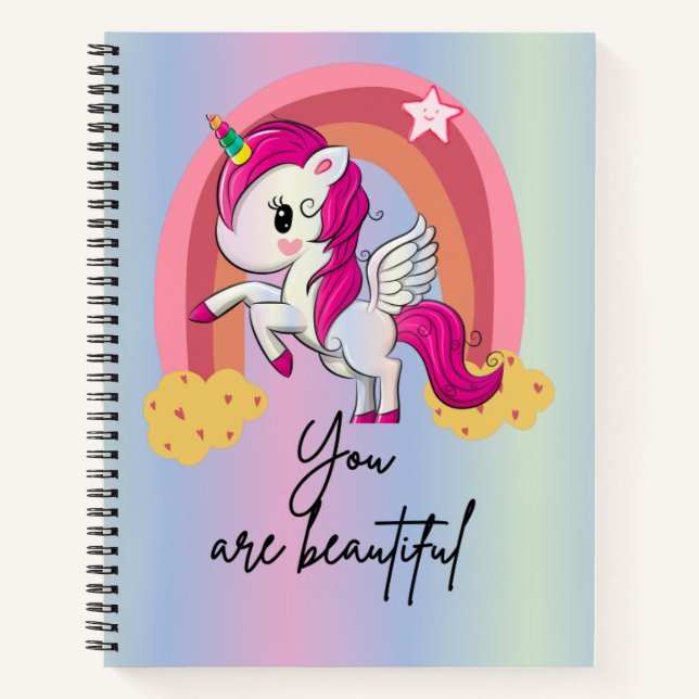 Beautiful magical unicorn  notebook (Front)