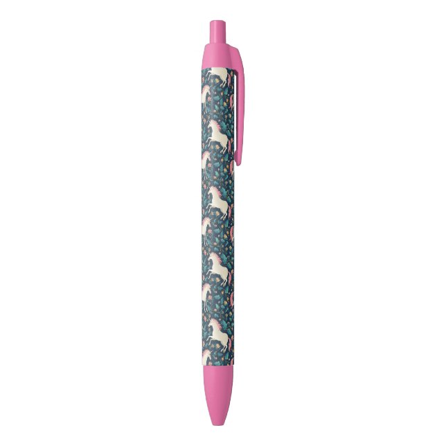 Beautiful Magical Unicorn Pattern Black Ink Pen (Bottom (Vertical))