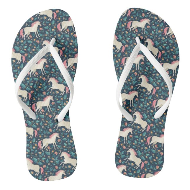 Beautiful Magical Unicorn Pattern Flip Flops (Footbed)