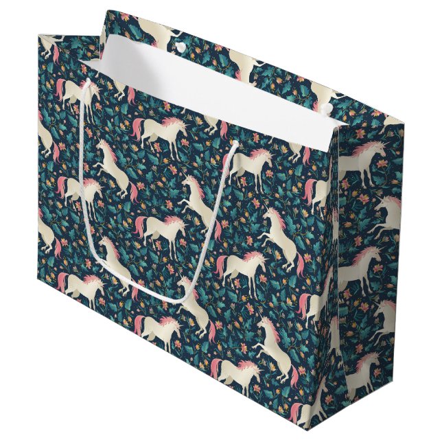 Beautiful Magical Unicorn Pattern Large Gift Bag (Front Angled)