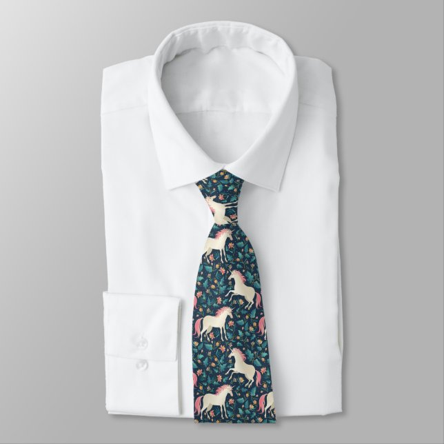 Beautiful Magical Unicorn Pattern Tie (Tied)