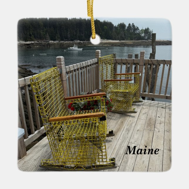 Beautiful Maine coast scene Ceramic Ornament (Front)