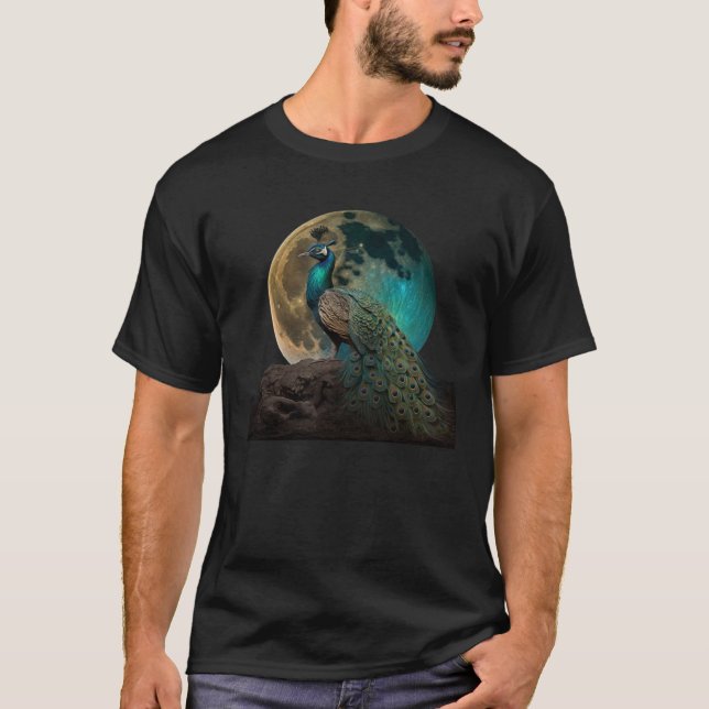 beautiful Majestic Peacock in the moonlight 1 T-Shirt (Front)