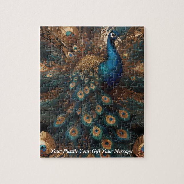 Beautiful Majestic Splendor: The Boho Peacock Jigsaw Puzzle (Vertical)