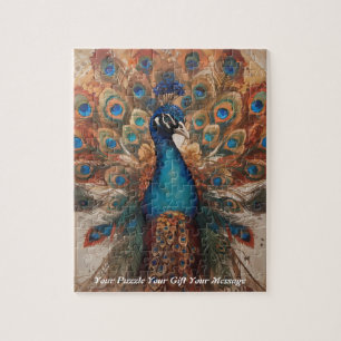 Beautiful Majestic Splendour: The Boho Peacock Jigsaw Puzzle