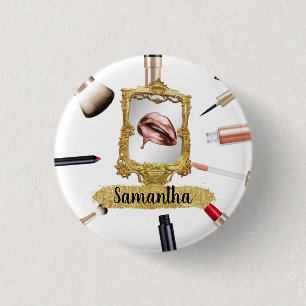 Beautiful Makeup Beauty Elegant Chic Custom 1 Inch Round Button