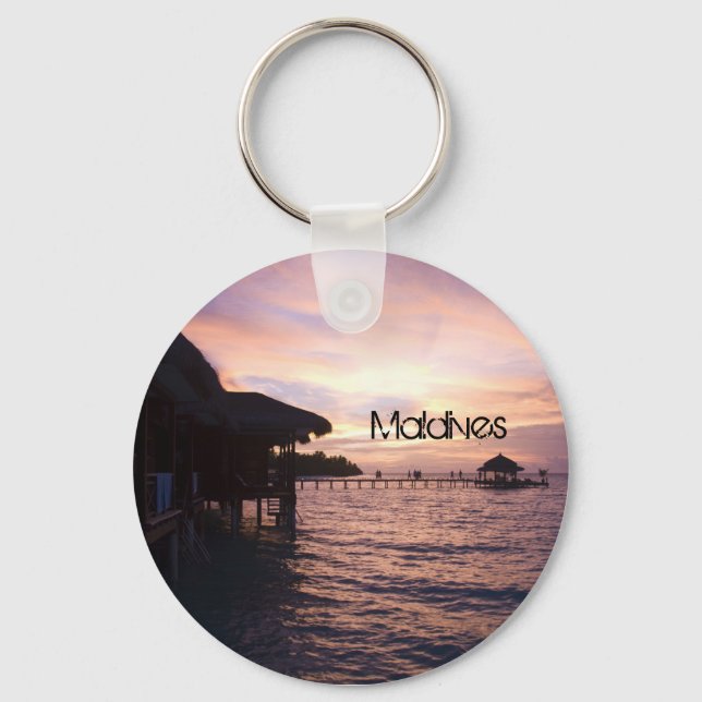 Beautiful Maldives Beach Keychain (Front)