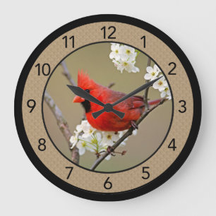 Beautiful Male Cardinal Large Clock