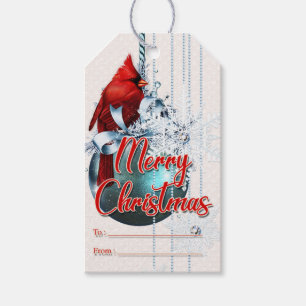 Beautiful Male Red Cardinal Merry Christmas Gift Tags