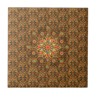 Beautiful Mandala Flower Art Tile