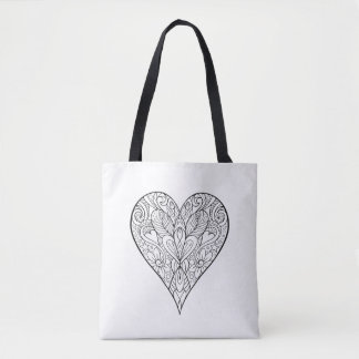 Beautiful Mandala Heart Design Pattern Tote Bag
