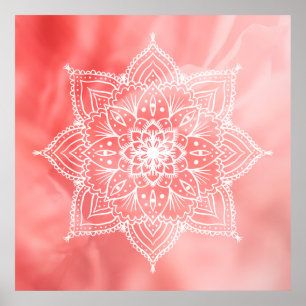 Beautiful Mandala on pink background  Poster
