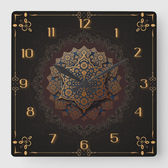 Beautiful mandala square wall clock (Front)
