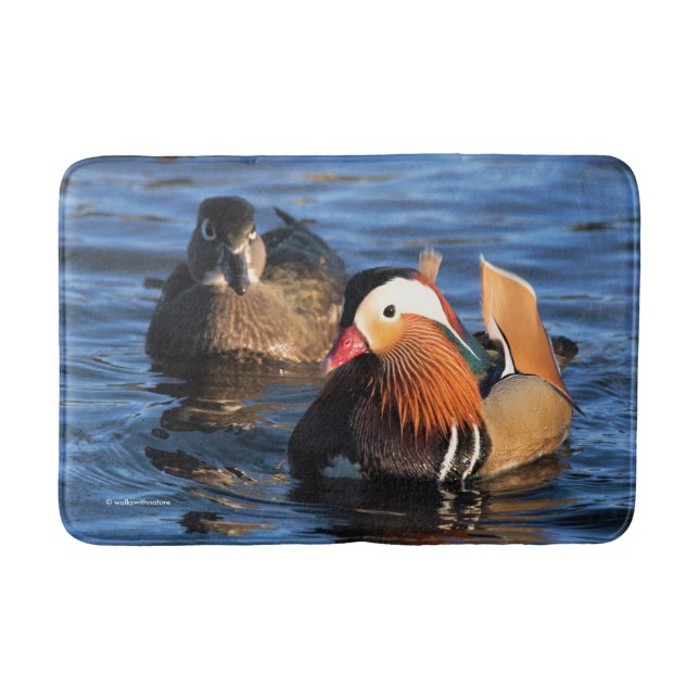 Beautiful Mandarin and Wood Ducks at the Pond Bath Mat (Front)