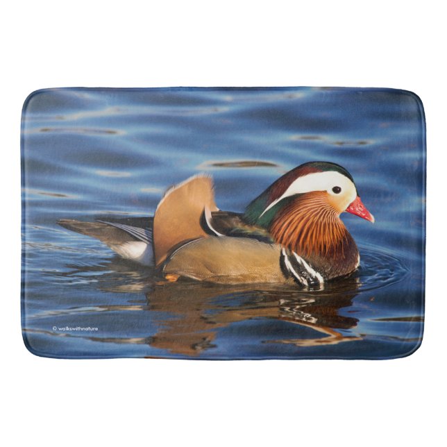 Beautiful Mandarin Duck in the Pond Bath Mat (Front)