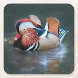 Beautiful Mandarin Duck Paper Coaster