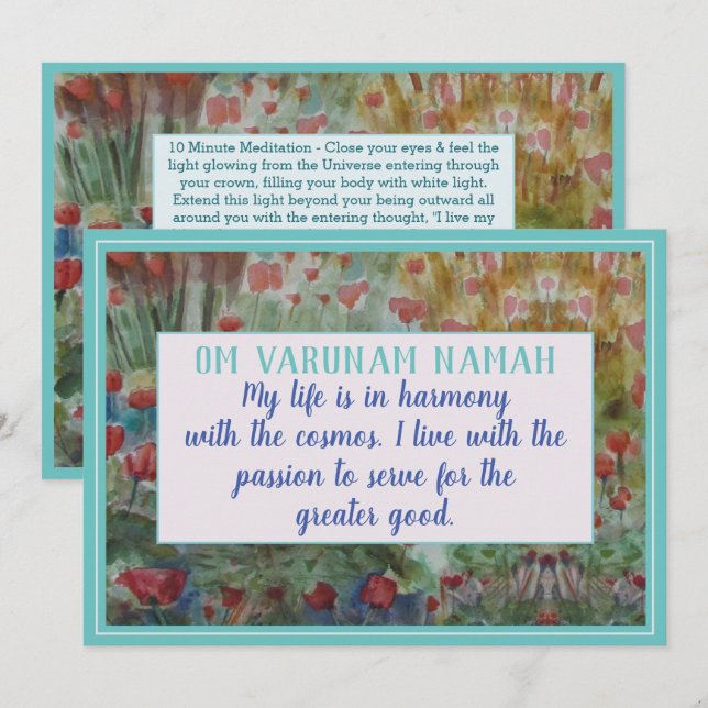 Beautiful Mantra and Affirmation Meditation Card (Front/Back)