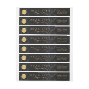 Beautiful Marble Black and Gold Design Wrap Around Label