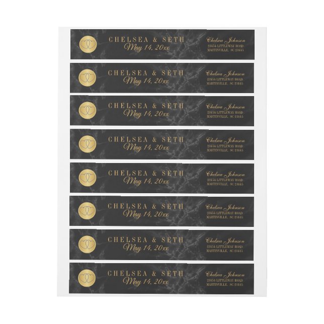 Beautiful Marble Black and Gold Design Wrap Around Label (Sheet)