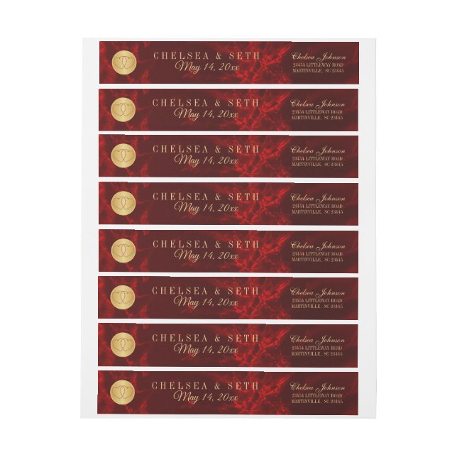 Beautiful Marble Red and Gold Wrap Around Label (Sheet)