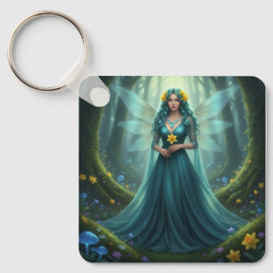 Beautiful March Aquamarine Fairy Keychain