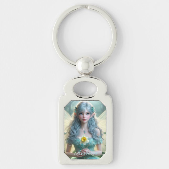Beautiful March Fairy in Daffodils Keychain (Front)
