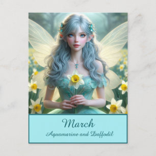Beautiful March Fairy in Daffodils Postcard