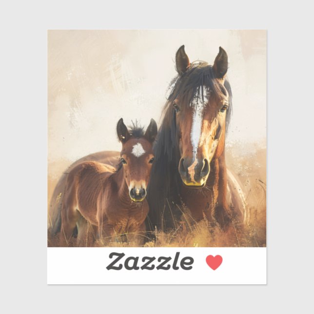 Beautiful Mare and Foal Painting (Sheet)