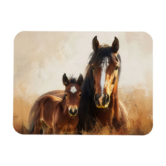 Beautiful Mare and Foal Painting Magnet (Horizontal)