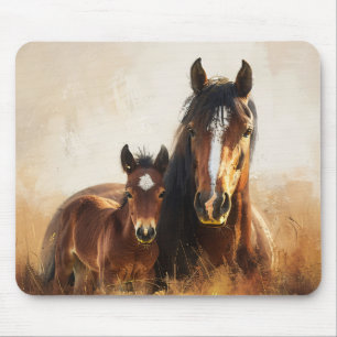 Beautiful Mare and Foal Painting Mouse Pad