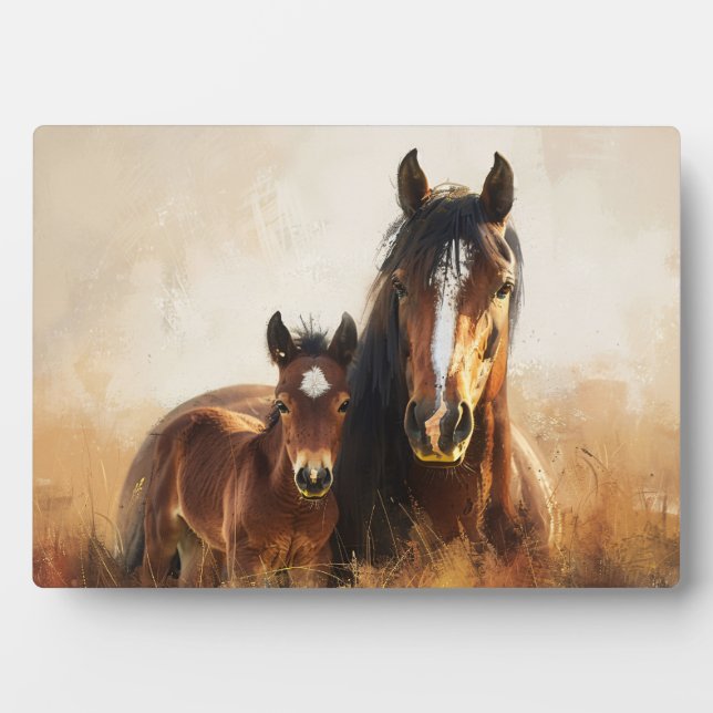 Beautiful Mare and Foal Painting Plaque (Front)
