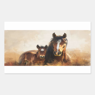 Beautiful Mare and Foal Painting Sticker
