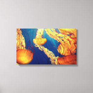 Beautiful Marine Life: Golden Jellyfish Canvas Print