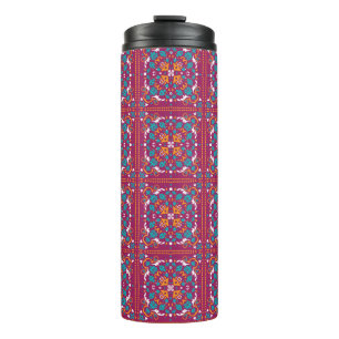 🤩 Beautiful maroon and turquoise Azulejos, Thermal Tumbler