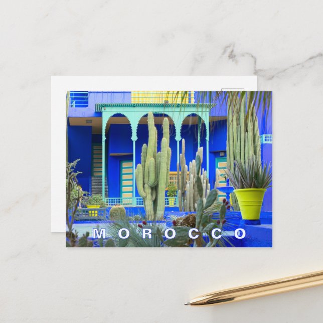 Beautiful Marrakesh Majorelle Garden Architecture  Postcard (Front/Back In Situ)