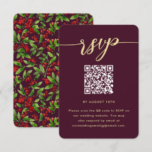 Beautiful Marsala Botanical Wedding QR Code RSVP