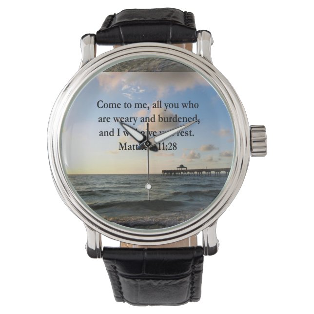 BEAUTIFUL MATTHEW 11:28 SCRIPTURE VERSE WATCH (Front)