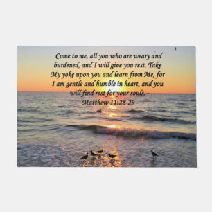 BEAUTIFUL MATTHEW 11:28 SUNRISE PHOTO DESIGN DOORMAT