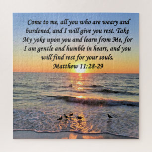 BEAUTIFUL MATTHEW 11:28 SUNRISE PHOTO DESIGN JIGSAW PUZZLE