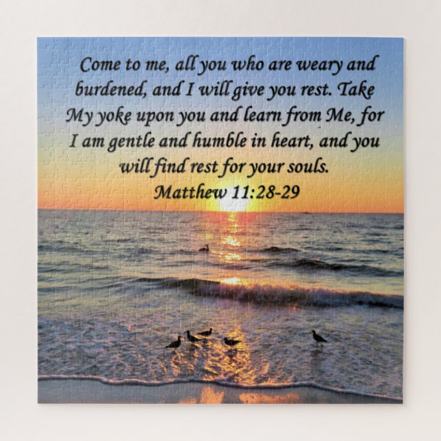 BEAUTIFUL MATTHEW 11:28 SUNRISE PHOTO DESIGN JIGSAW PUZZLE (Vertical)